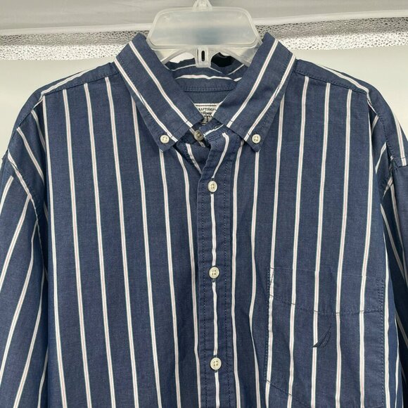 Nautica Men's Striped Button Up Shirt Long Sleeve Blue/Multi Size Large - Picture 2 of 9